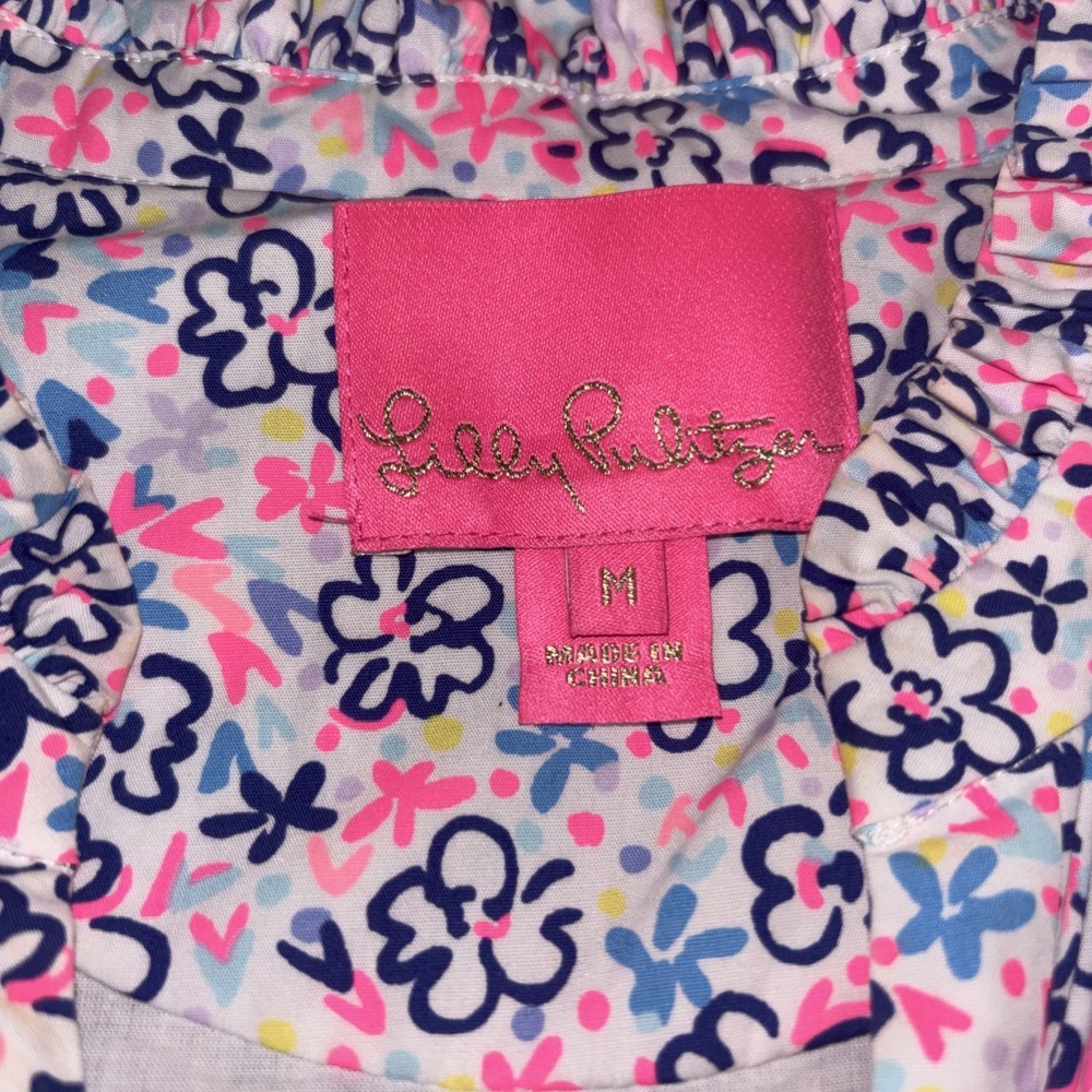 Lilly Pulitzer Novella Tiered Dress Sz M Multi Sun Resort Travel Lined Cotton - Picture 6 of 12
